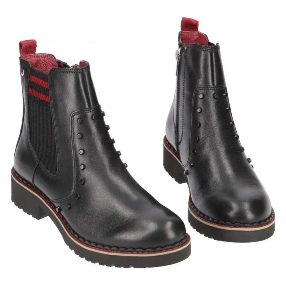 PIKOLINOS Vicar Leather Studded Military Inspired Chelsea Ankle Boots